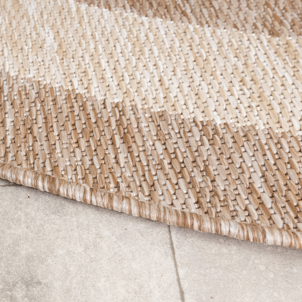 Round Outdoor Rug – Sierra Frame Beige/Cream