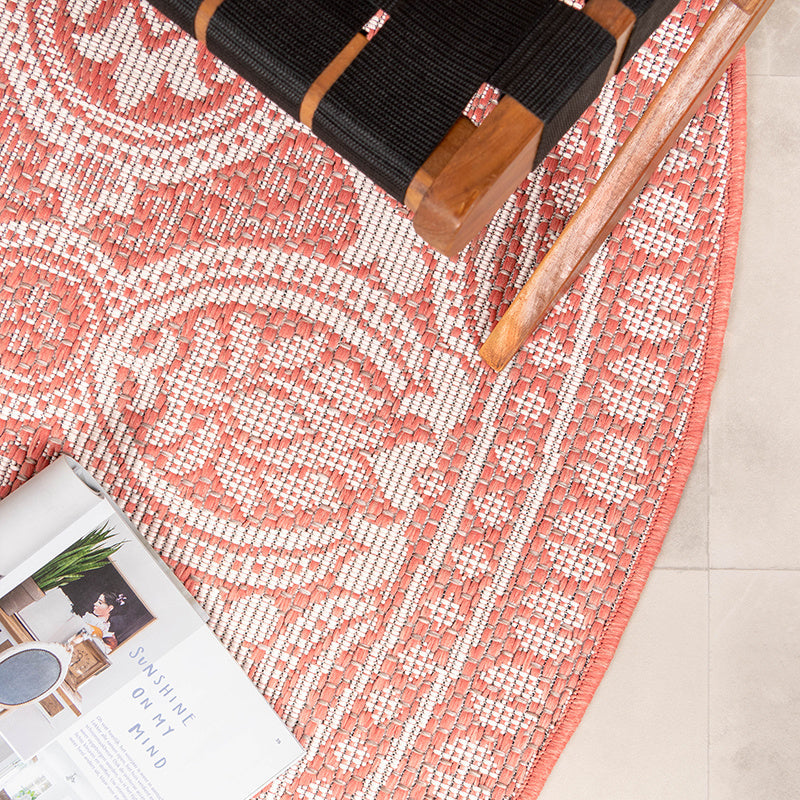 Round Outdoor Rug - Summer Oriental Pink