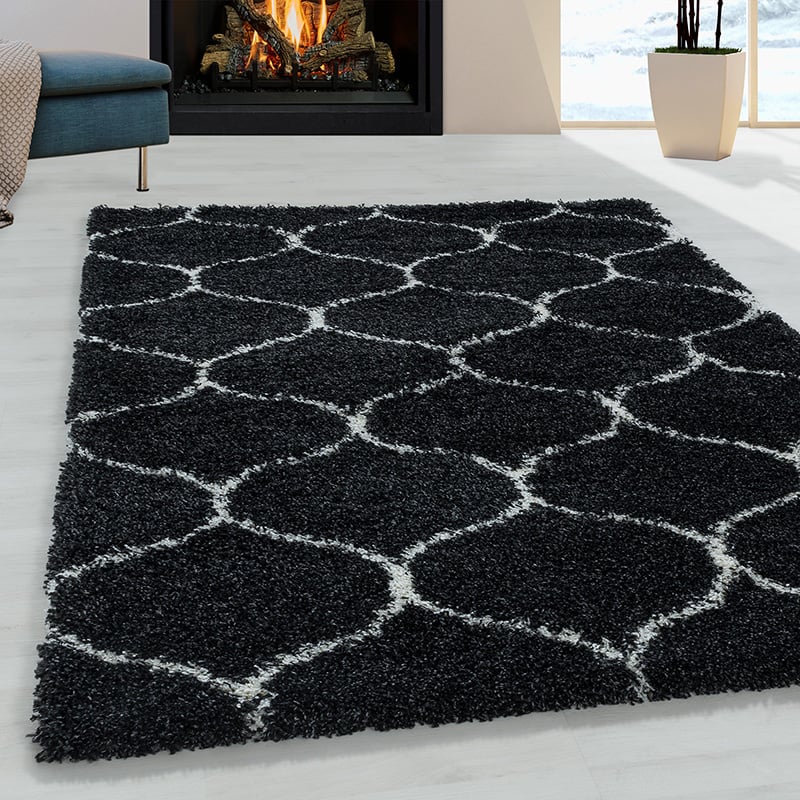 Berber Floor Rug - Agadir Circle Anthracite/Cream