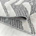 Round Scandinavian Rug - Pitea Panel Grey/Cream