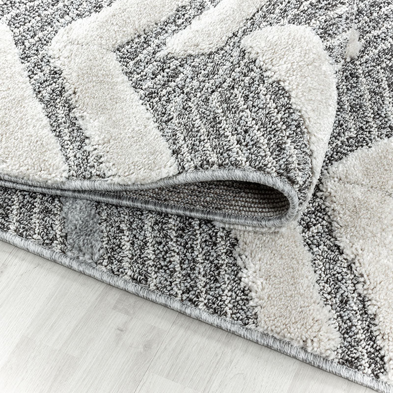 Round Scandinavian Rug - Pitea Panel Grey/Cream