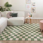 Retro Rug - Gambit Green/White