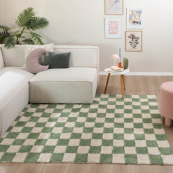 Retro Rug - Gambit Green/White