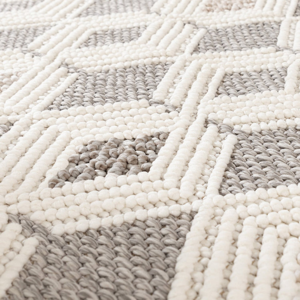 Sustainable floor rug - Lorre Blocks White/Grey