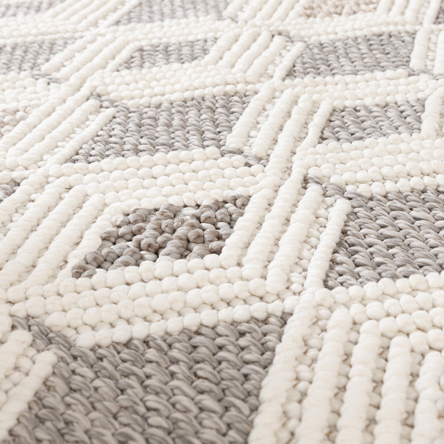 Sustainable floor rug - Lorre Blocks White/Grey