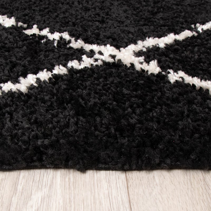 High Pile Rug - Grand Lines Black/Cream