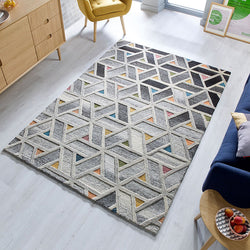 Graphic floor rug - Mado River Grey