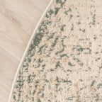Round Vintage Rug - Spring Ethnic Cream/Green