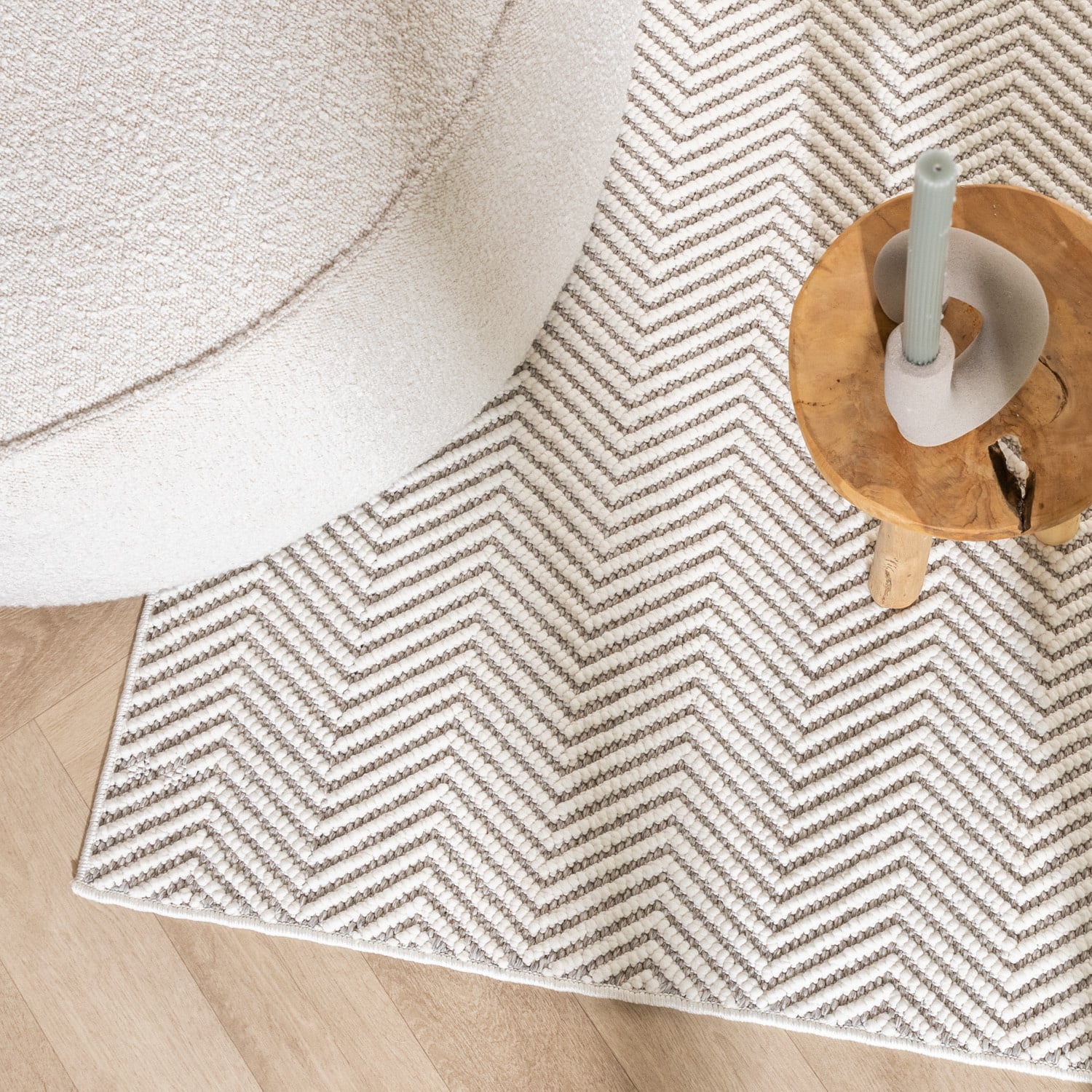 Sustainable floor rug - Lorre Lines Cream/Grey