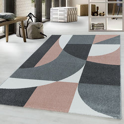 Retro floor rug - Stencil Forms Pink/Grey