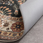 Round Vintage Outdoor Rug - Santo Flora Dark Green