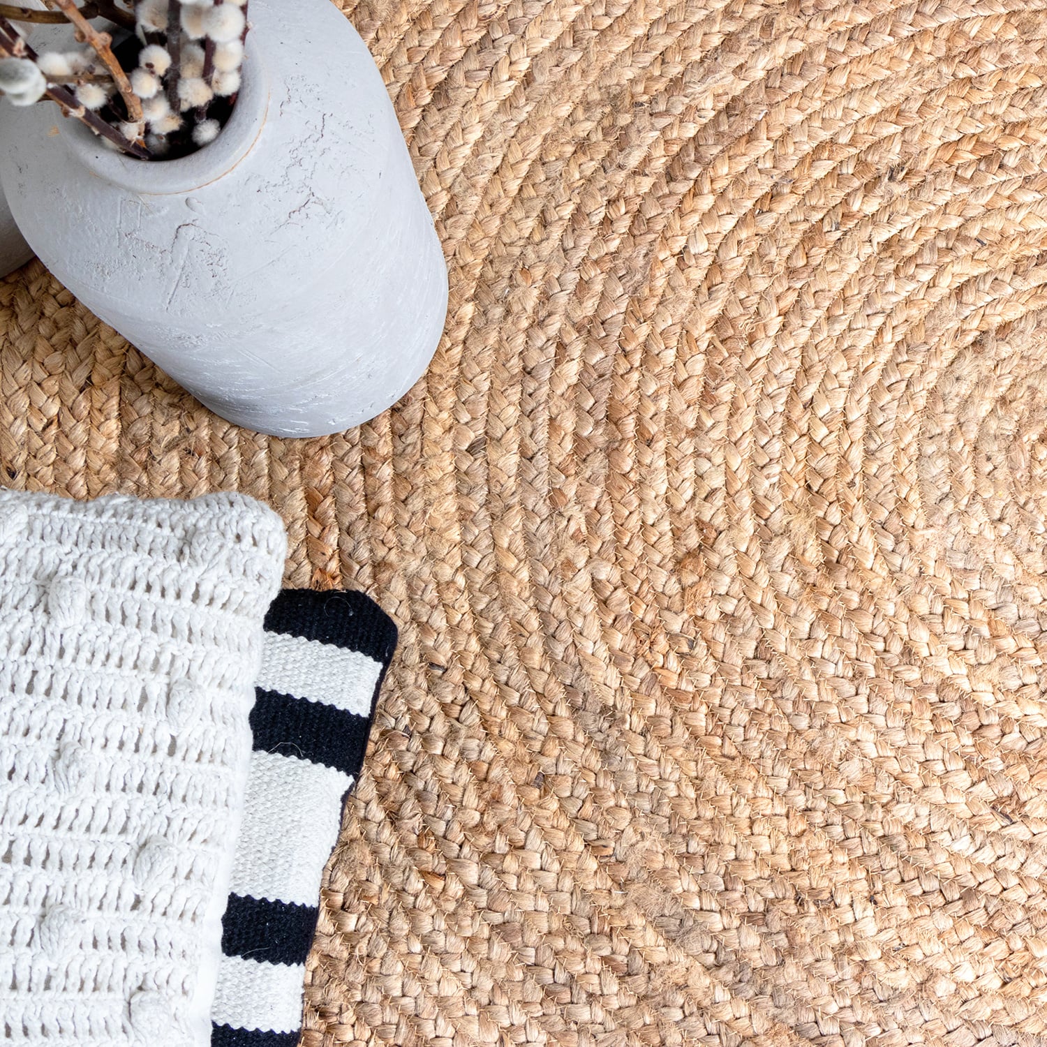 Jute Rug - Fair Round Natural/White