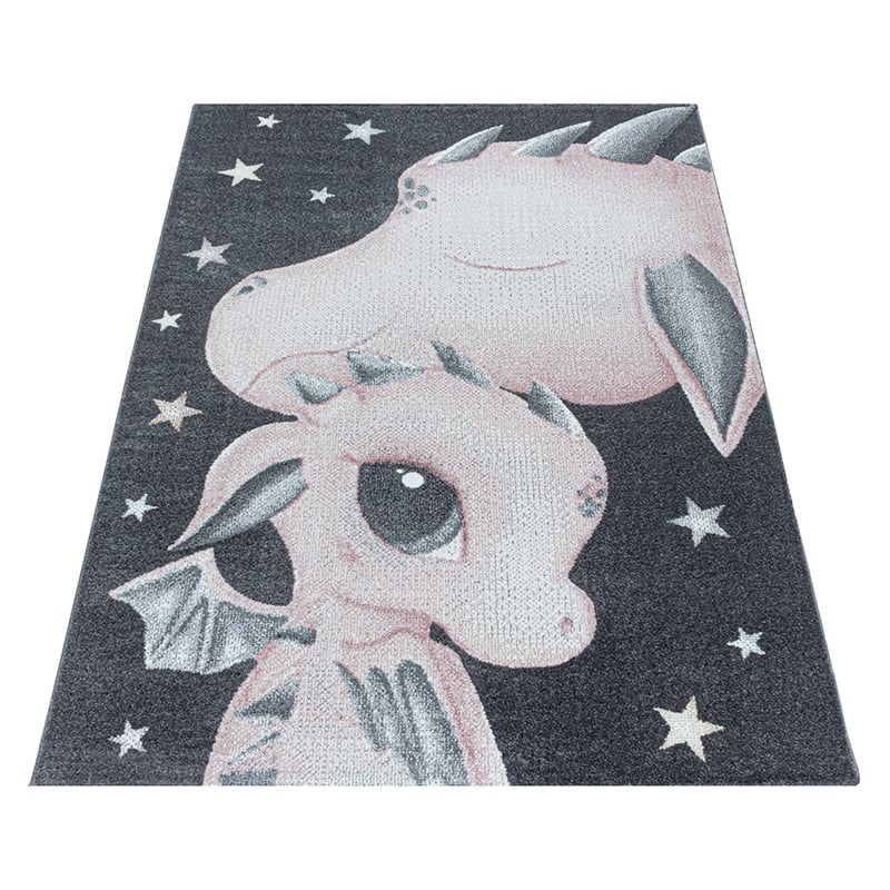 Children's floor rug - Fleurtje Dragon Pink