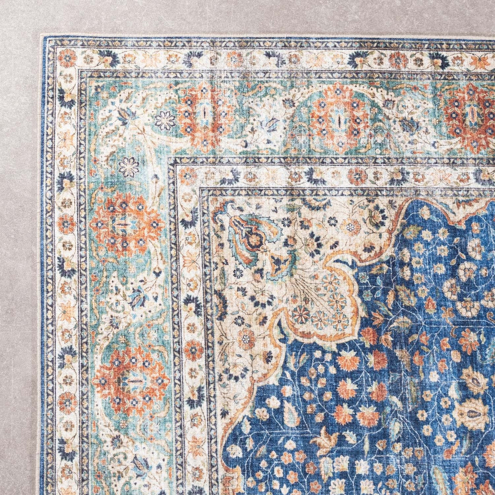 Indoor Outdoor Rug - Kairo Medallion Dark Blue/Terra