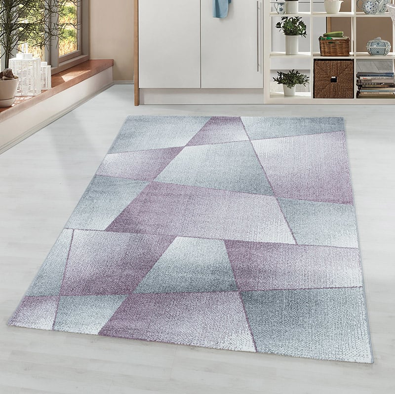 Low-pile Floor Rug - Smoothly Design Purple/Grey