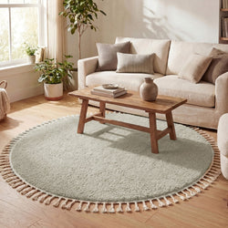 Round High Pile Rug - Lofty Fringe Mint
