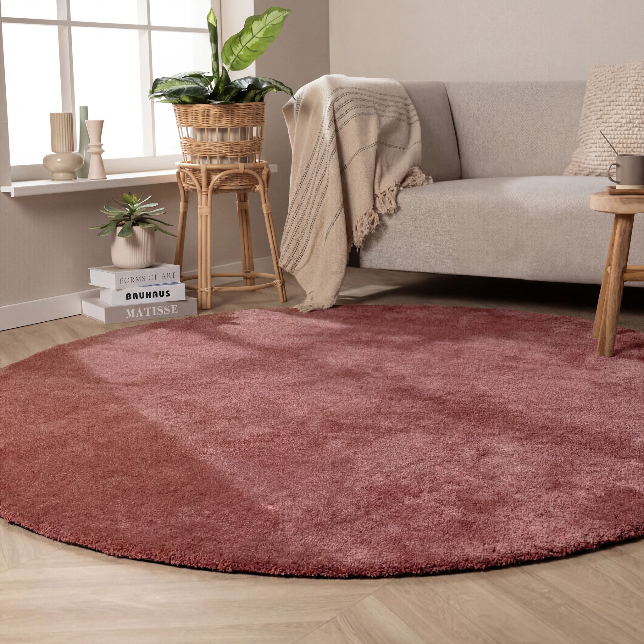 Round Washable Rug – Clean Pink