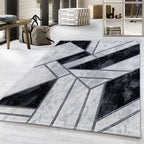 Modern floor rug - Marble Design Grey/Silver