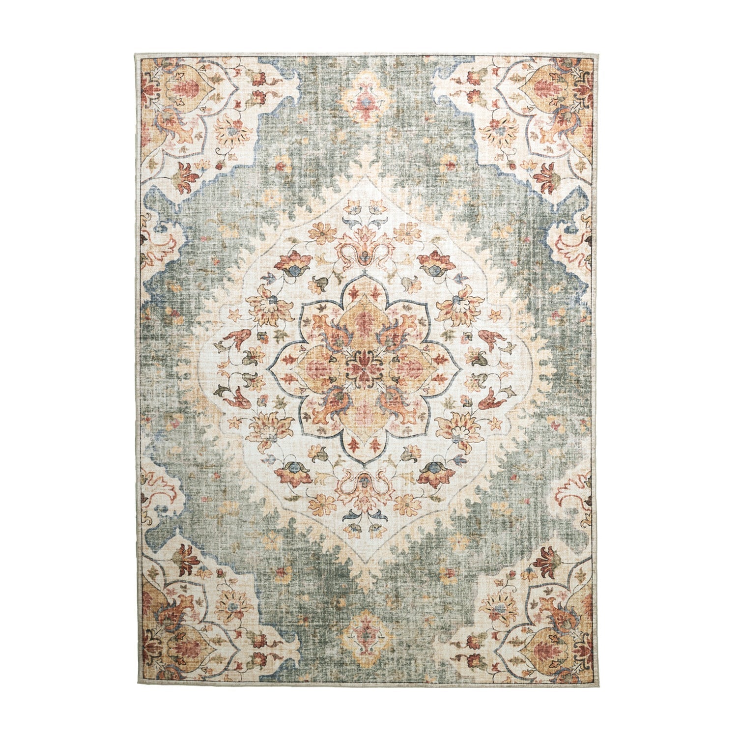 Vintage Outdoor Rug - Santo Mandala Olive Green