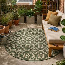 Round Outdoor Rug – Rio Flower Green