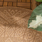 Round Jute Outdoor Rug - Mavi Medallion Brown/Cream