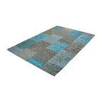 Patchwork floor rug - Delany Grey/Aqua