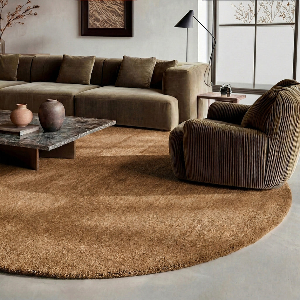 Round wool rug - Leone Taupe