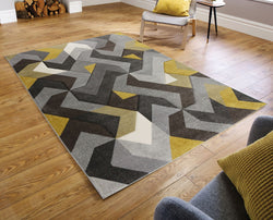 Modern Floor Rug - Hando Arora Grey/Ochre Yellow