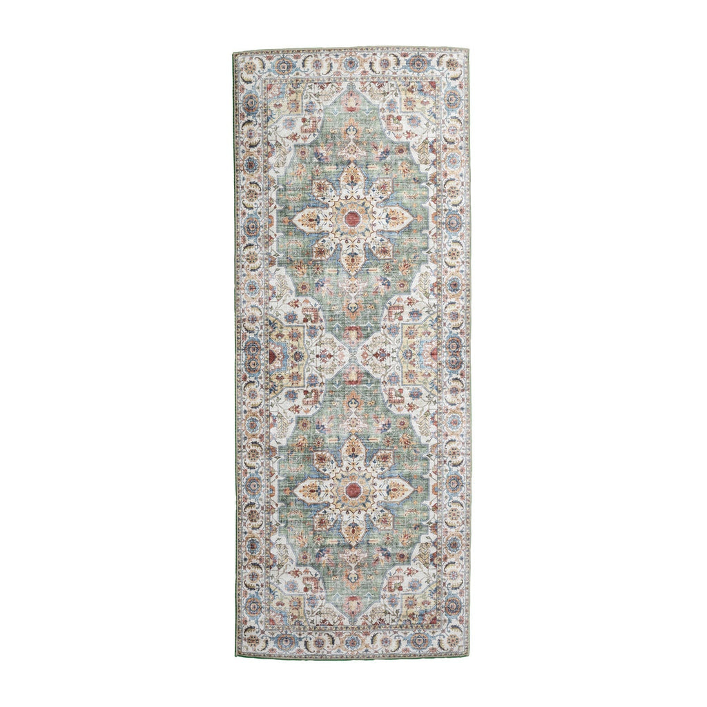 Washable Runner - Domingo Mandala Olive Green