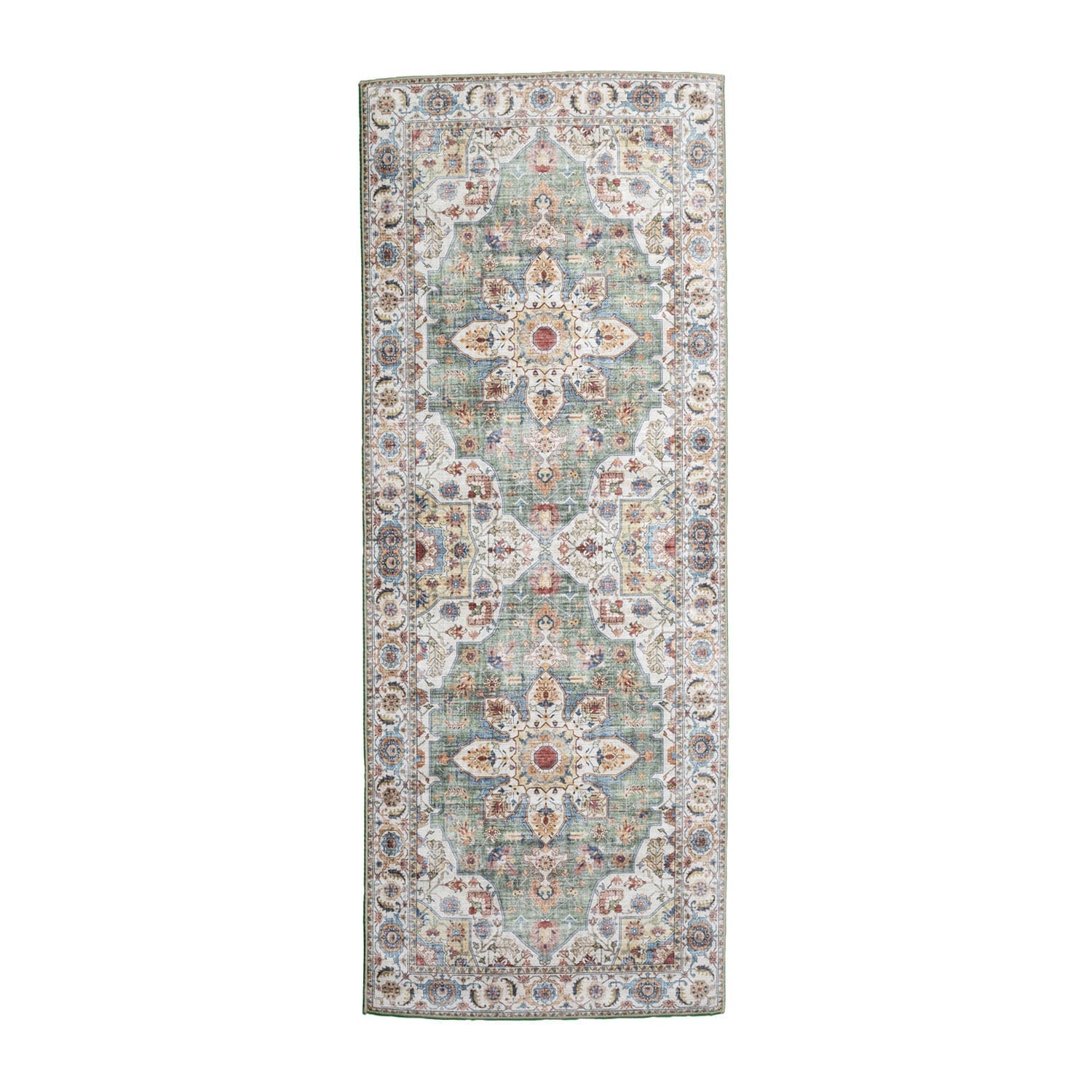 Washable Runner - Domingo Mandala Olive Green