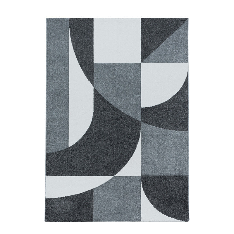 Retro floor rug - Stencil Forms Anthracite/Grey