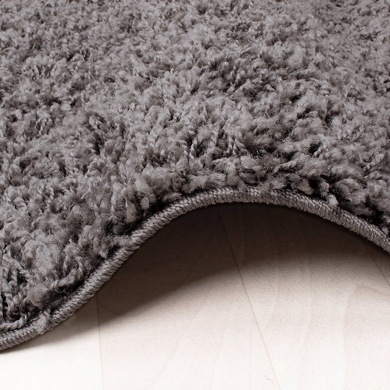 Round High Pile Rug - Solid Dark Grey
