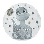 Round children's floor rug - Fleurtje Dino Blue