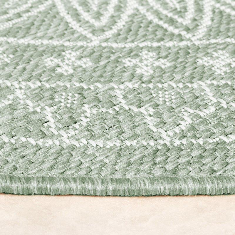 Round Outdoor Rug - Summer Azteca Green