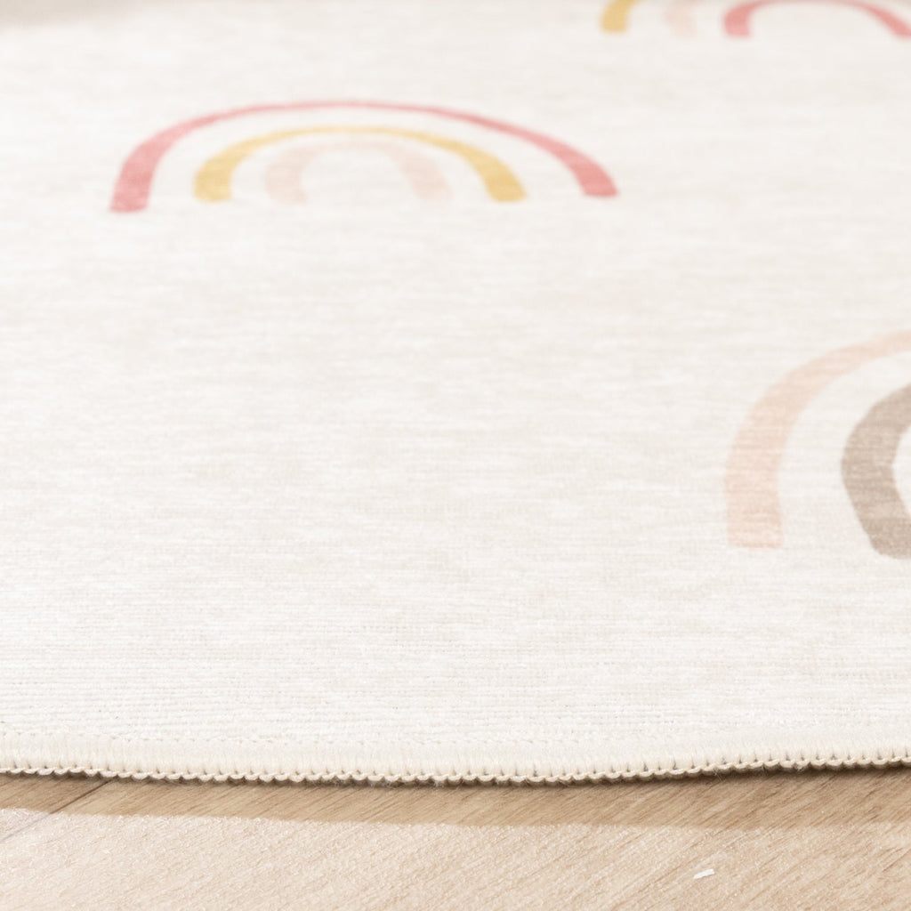 Round Washable Kids Rug - Evi Rainbow Multicolour