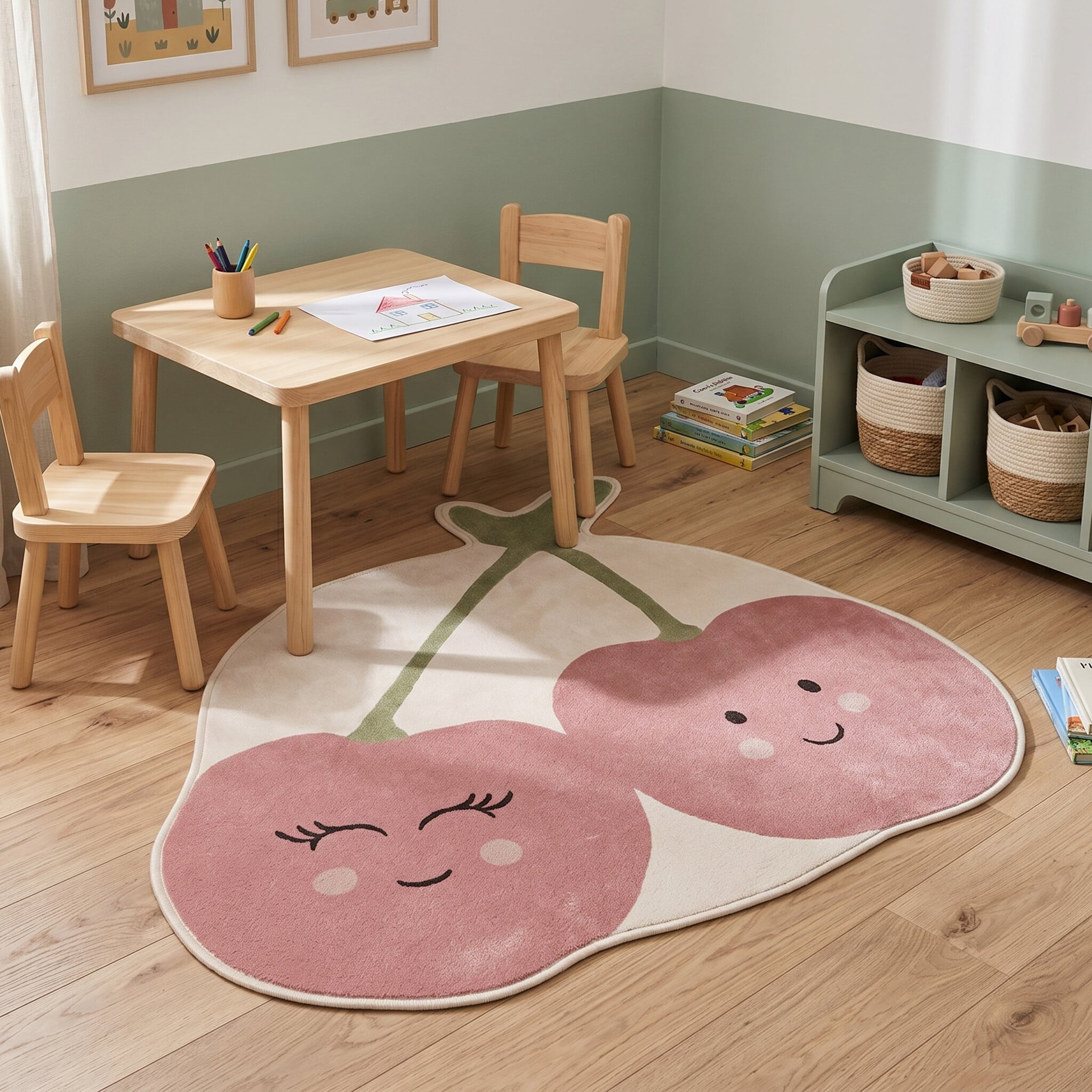 Washable Kids’ Rug – Berry Cherry Red