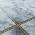Modern floor rug - Marble Box Grey/Gold