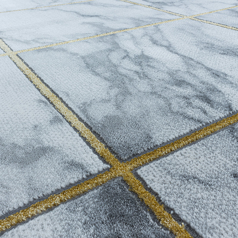 Modern floor rug - Marble Box Grey/Gold