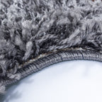 Round high-pile floor rug - Edge Grey