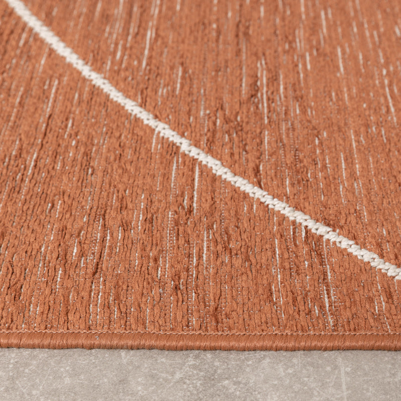 Modern Outdoor Rug - Porto Lines Terracotta