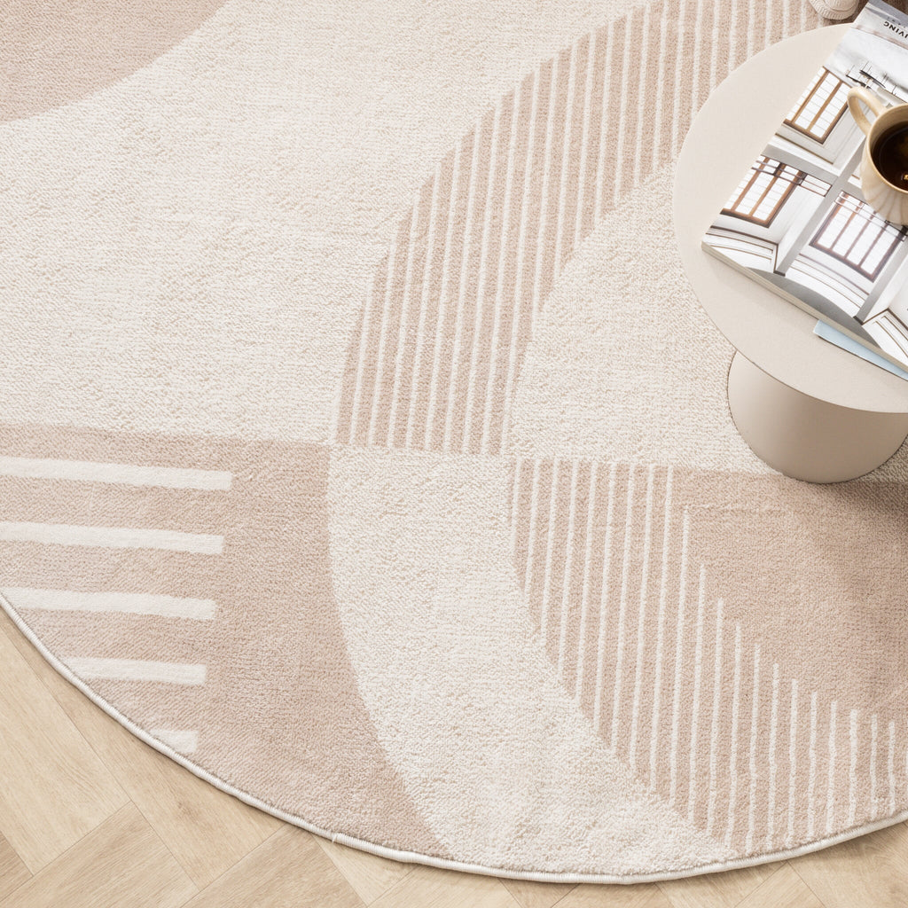 Round Japandi Rug - Aurora Shapes Beige