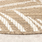 Round Outdoor Rug - Malta Leaves Natural