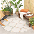 Round Modern Outdoor Rug - Playa Pattern Cream