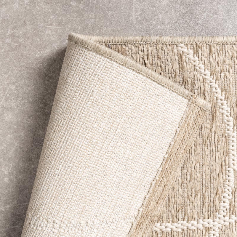 Modern Outdoor Rug - Porto Lines Cream