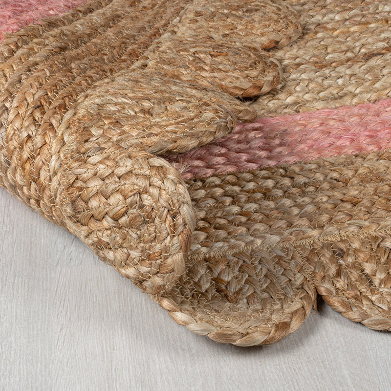 Jute floor rug - Grazo Natural/Pink