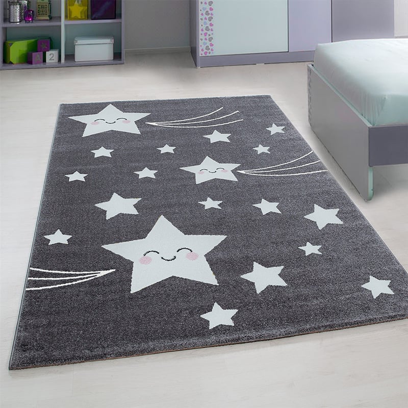 Children's Floor Rug - Anna Stars Grey