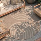 Round Indoor Outdoor Rug - Sierra Arches Beige/Cream