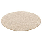 Round High Pile Rug - Solid Beige