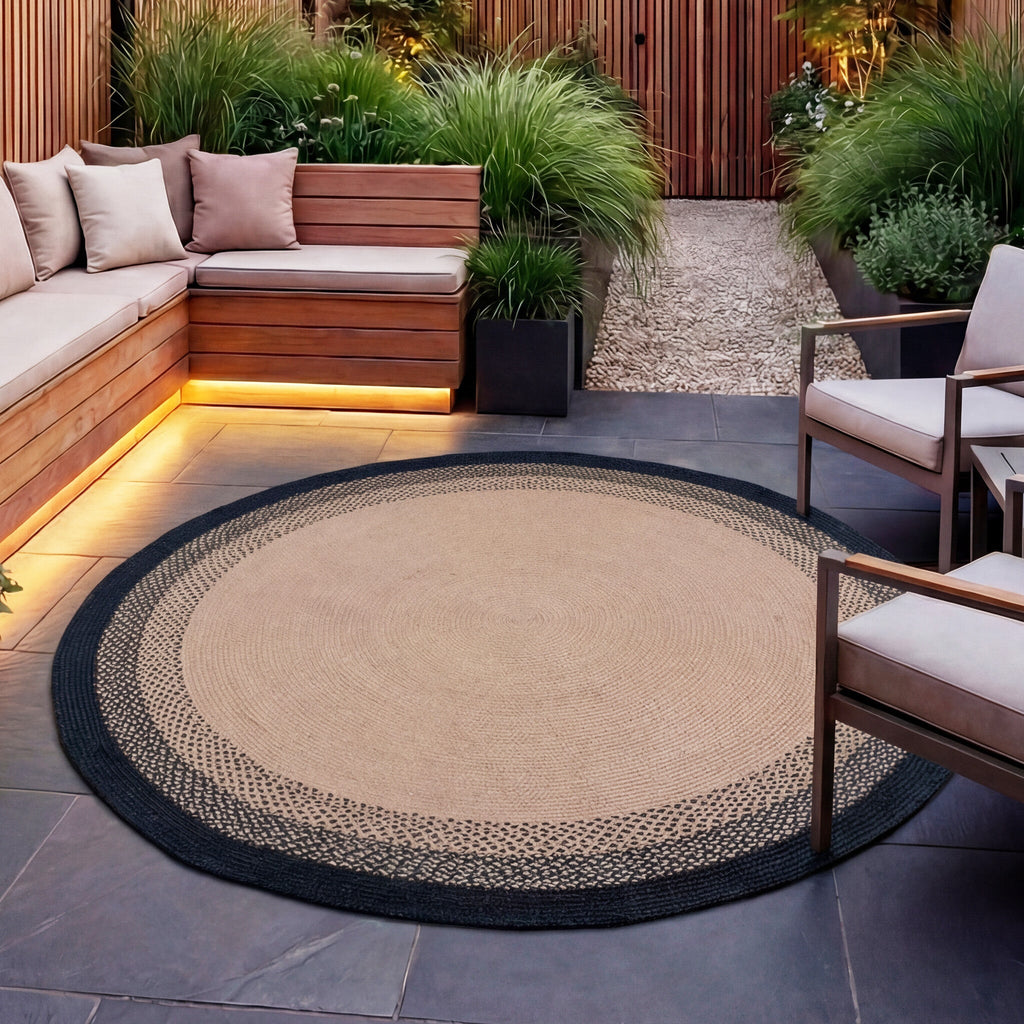 Round Indoor Outdoor Rug - Florence Black