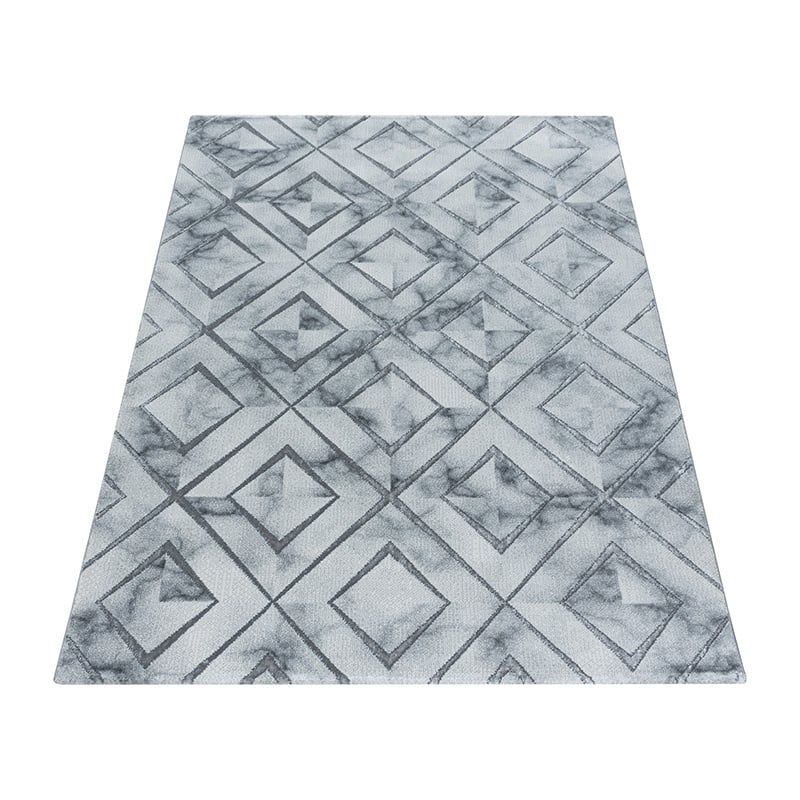 Modern floor rug - Marble Square Grey/Silver